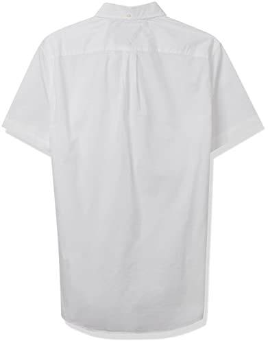 Tommy Hilfiger Men's Short Sleeve Button Down Shirt in Custom Fit, Bright White, Medium