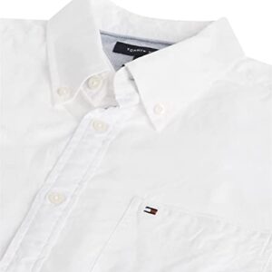 Tommy Hilfiger Men's Short Sleeve Button Down Shirt in Custom Fit, Bright White, Medium