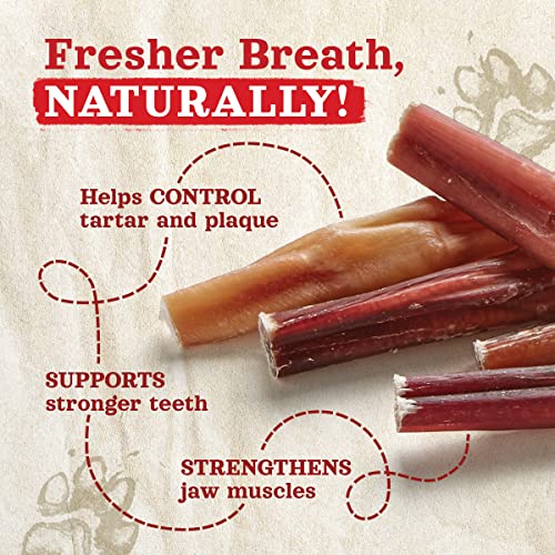 Natural Farm Odor-Free Bully Sticks (6 Inch, 15 Pack), Single Ingredient: 100% Beef Chews, Grass-Fed, Non-GMO, Grain-Free, Fully Digestible Treats for Puppies, Small or Senior Dog