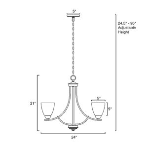 Kira Home Weston 24" Contemporary 5-Light Large Chandelier + Alabaster Glass Shades, Adjustable Chain, Oil Rubbed Bronze Finish