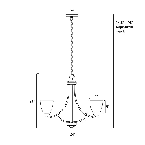 Kira Home Weston 24" Contemporary 5-Light Large Chandelier + Alabaster Glass Shades, Adjustable Chain, Oil Rubbed Bronze Finish