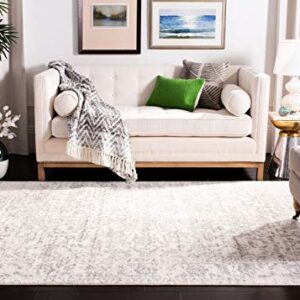 SAFAVIEH Madison Collection Area Rug - 10' x 14', Silver & Ivory, Snowflake Medallion Distressed Design, Non-Shedding & Easy Care, Ideal for High Traffic Areas in Living Room, Bedroom (MAD603G)