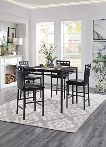 Homelegance 5-Piece Pack Counter Height Dinette Set, Black