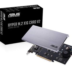 ASUS Hyper M.2 X16 PCIe 3.0 X4 Expansion Card V2 Supports 4 NVMe M.2 (2242/2260/2280/22110) Upto 128 Gbps for Intel VROC and AMD Ryzen Threadripper NVMe Raid