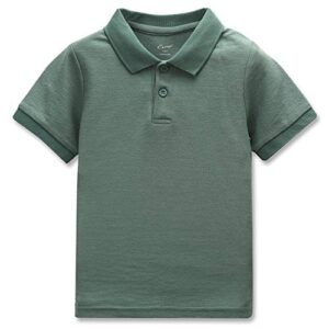 cunyi boys' solid color cotton pique polo uniform shirts short sleeve, green, 110