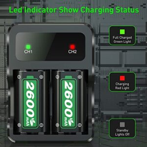 Ukor Fast Charging 2600mAh Rechargeable Battery Packs with Charger for Xbox One/Xbox Series X|S Xbox One S/Xbox One X/Xbox One Elite Wireless Controller, Long Lasting Intelligent Protection