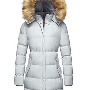 WenVen Women's Winter Puffer Coat Parka Jacket with Fur Removable Hood (Grey,XL)