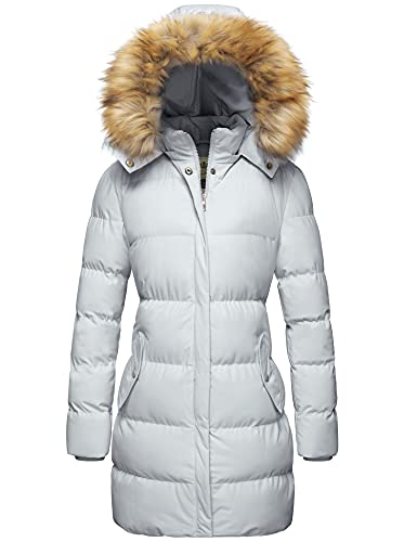 WenVen Women's Winter Puffer Coat Parka Jacket with Fur Removable Hood (Grey,XL)