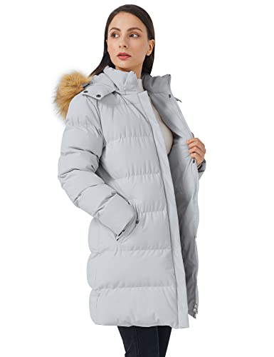 WenVen Women's Winter Puffer Coat Parka Jacket with Fur Removable Hood (Grey,XL)