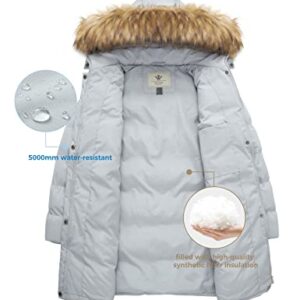 WenVen Women's Winter Puffer Coat Parka Jacket with Fur Removable Hood (Grey,XL)