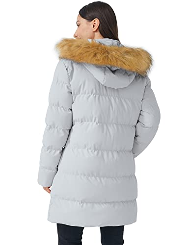 WenVen Women's Winter Puffer Coat Parka Jacket with Fur Removable Hood (Grey,XL)