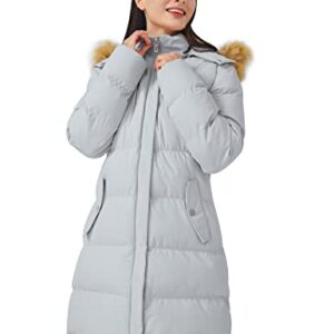 WenVen Women's Winter Puffer Coat Parka Jacket with Fur Removable Hood (Grey,XL)