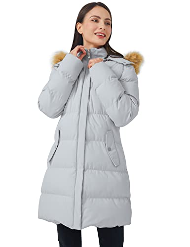 WenVen Women's Winter Puffer Coat Parka Jacket with Fur Removable Hood (Grey,XL)