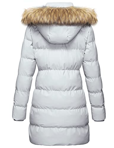 WenVen Women's Winter Puffer Coat Parka Jacket with Fur Removable Hood (Grey,XL)