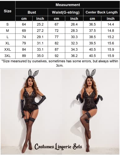 Avidlove Women’s Lace Babydoll with Garter Mini Teddy Bodysuit Sexy Lingerie Backless Chemise Black L