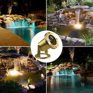 MIK Solutions Underwater Light 113 Solid Brass Submersible LED Lights with 7WMR16 LED Bulb for Watertight Bright Long Lasting Pond Lights and Pool Water Fountain Lights