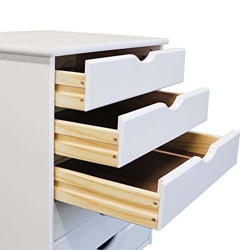 Adeptus Original Roll Cart, Solid Wood, 6 Drawer Extra Wide Drawers Roll Carts, White