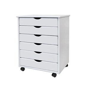 Adeptus Original Roll Cart, Solid Wood, 6 Drawer Extra Wide Drawers Roll Carts, White