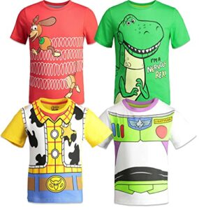 disney pixar toy story buzz lightyear woody rex slinky dog little boys 4 pack t-shirts multi 6