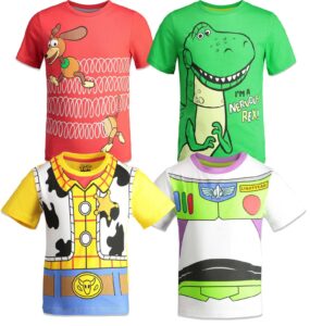 disney pixar toy story buzz lightyear woody rex slinky dog little boys 4 pack t-shirts multi 5