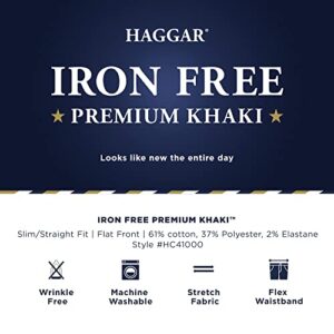 Haggar mens Iron Free Premium Khaki Slim-straight Fit Flat Front Flex Waist Casual Pants, Heather Grey, 33W x 32L US