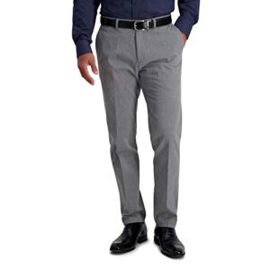 haggar mens iron free premium khaki slim-straight fit flat front flex waist casual pants, heather grey, 33w x 32l us