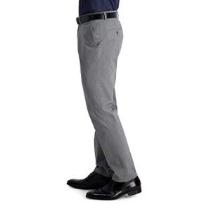 Haggar mens Iron Free Premium Khaki Slim-straight Fit Flat Front Flex Waist Casual Pants, Heather Grey, 33W x 32L US