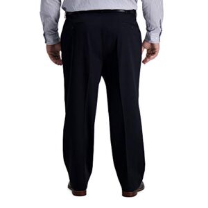 Haggar Men's Iron Free Premium Khaki Classic Fit Flat Front Expandable Waist Casual Pant Regular and Big & Tall Sizes, Black-BT, 46W x 34L