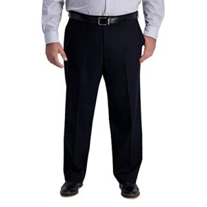 haggar men's iron free premium khaki classic fit flat front expandable waist casual pant regular and big & tall sizes, black-bt, 46w x 34l