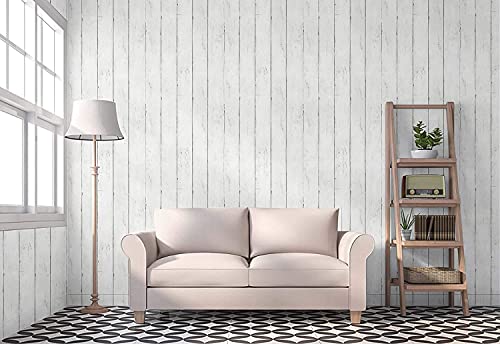 CiCiwind Peel and Stick Wallpaper White Wood Wallpaper Wood White Wallpaper Removable Vintage Wood Plank Wallpaper Self Adhesive Decorative Wall Covering Vinyl Film Shelf Drawer 78.7”x17.7”