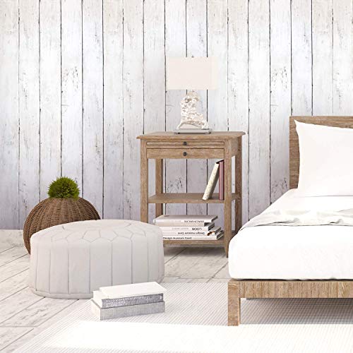 CiCiwind Peel and Stick Wallpaper White Wood Wallpaper Wood White Wallpaper Removable Vintage Wood Plank Wallpaper Self Adhesive Decorative Wall Covering Vinyl Film Shelf Drawer 78.7”x17.7”