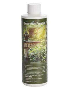 fountain algaecide and clarifier - 8oz - kills and inhibits all types of algae growth, formulated for small ponds and water features, treats up to 8,000 gallons