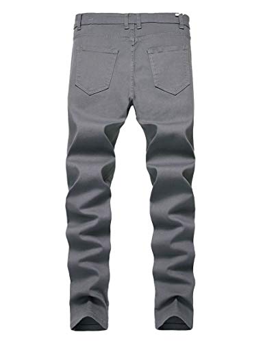 Men's Causal Slim Fit Stretch Ripped Skinny Denim Jeans,Dark Grey,34