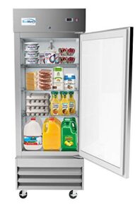 koolmore 29" stainless steel solid door commercial reach-in refrigerator cooler - 19 cu. ft (rir-1d-ss-19c)