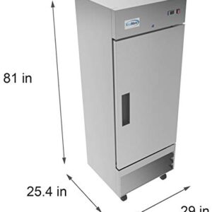 KoolMore 29" Stainless Steel Solid Door Commercial Reach-in Refrigerator Cooler - 19 cu. ft (RIR-1D-SS-19C)