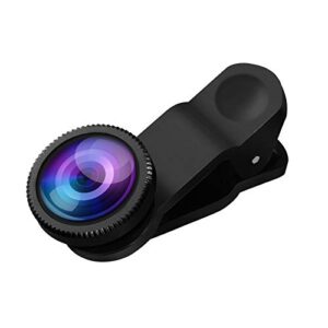 hemobllo portable cell phone camera lens super wide angle lens macro lens fisheye lens clip on 3 in 1 mobile phone lens compatible for iphone 6s/7/8/x (black)
