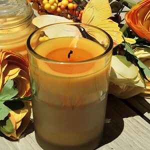 HB HEALTH BEAUTY BOTANICALS Blossom Candle. Honey Citrus Vanilla High Fragrance Soy Candle in Honey Wax 7.5 Oz Gold Glass