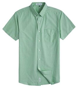 muse fath men's button down dress shirt-casual short sleeve shirt-party dress shirt with chest pocket-light green-s