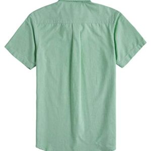 MUSE FATH Men's Button Down Dress Shirt-Casual Short Sleeve Shirt-Party Dress Shirt with Chest Pocket-Light Green-S