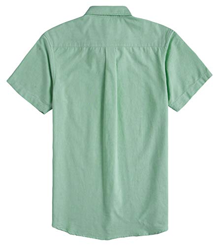 MUSE FATH Men's Button Down Dress Shirt-Casual Short Sleeve Shirt-Party Dress Shirt with Chest Pocket-Light Green-S