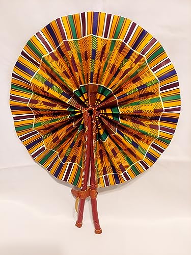 African TV African Fabric Handmade Folding Fan, African Hand-held Folding Fan