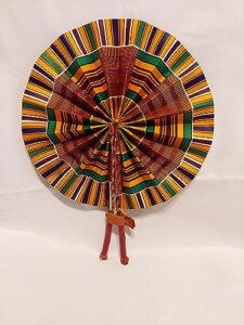 african tv african fabric handmade folding fan, african hand-held folding fan