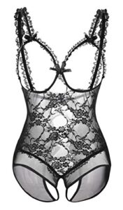 aloecdyv women sexy lingerie nightwear - one-piece bodysuit nightie plus size, black (xxxxl, black)
