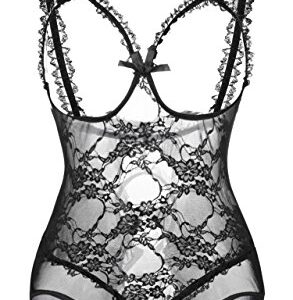 ALOECDYV Women Sexy Lingerie Nightwear - One-Piece Bodysuit Nightie Plus Size, Black (XXXXL, Black)