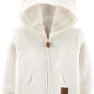 Simple Joys by Carter's Unisex Babies' Hooded Sweater Jacket with Sherpa Lining, Oatmeal, 6-9 Months