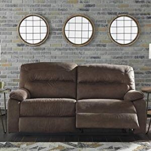 Signature Design by Ashley Bolzano Faux Leather Double Seat Manual Reclining Sofa, Brown