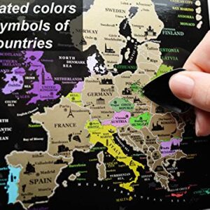 Scratch off map World Scratch card Greeting Cards Detailed 6 Continents wall map Scratch Card Black Gold Push Pin map for Travelers personalized by Mymap