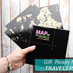 Scratch off map World Scratch card Greeting Cards Detailed 6 Continents wall map Scratch Card Black Gold Push Pin map for Travelers personalized by Mymap