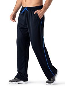 magnivit men's athletic-fit run sport pant training fitness trousers with zippered pockets blue