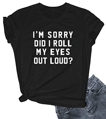 LOOKFACE Women I'm Sorry Did I Roll Summer Graphic Cute Tee Shirts Black XX-Large